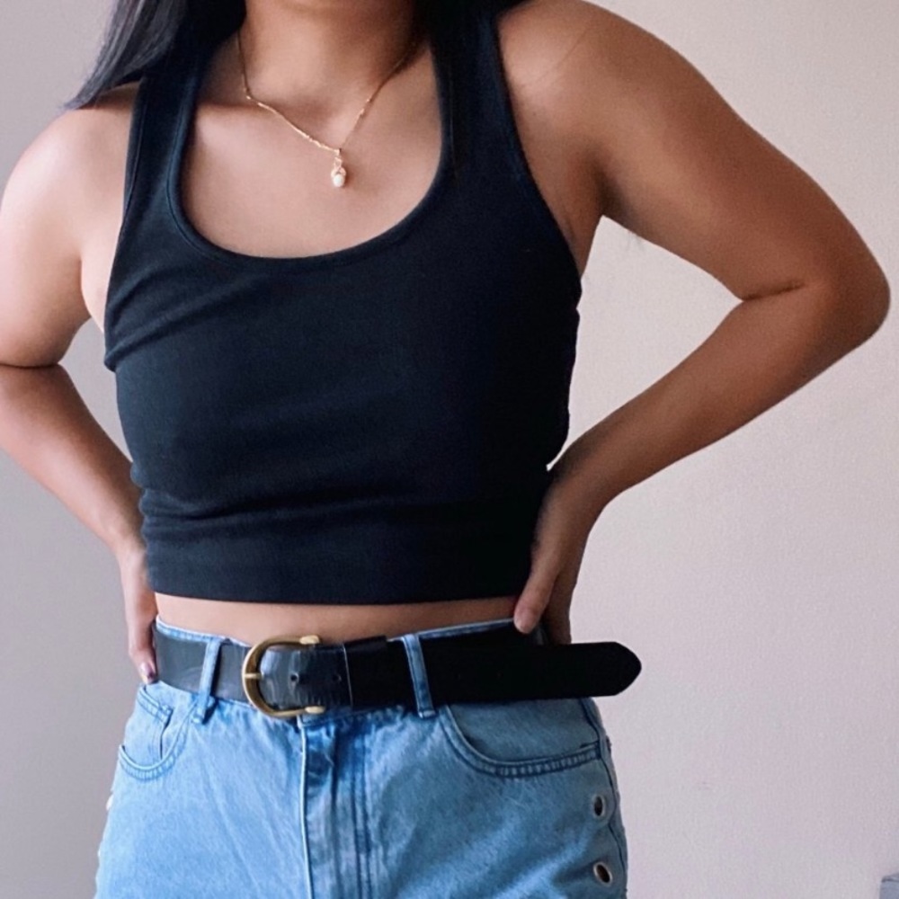 Madewell Black Criss Cross Crop Top Tank XS